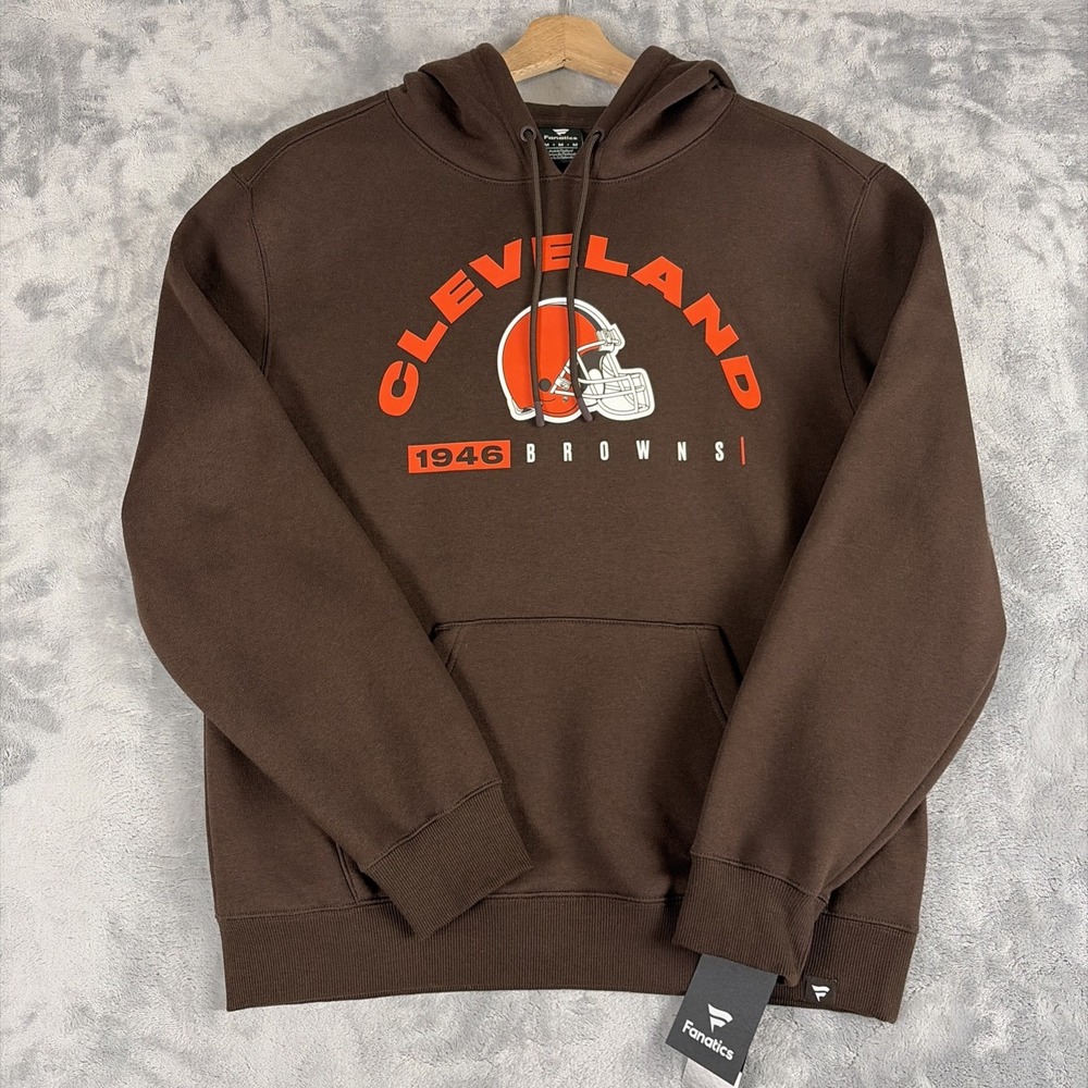 Cleveland Browns Fanatics Pullover Hoodie Brown EST. 1946 Size Medium NWT